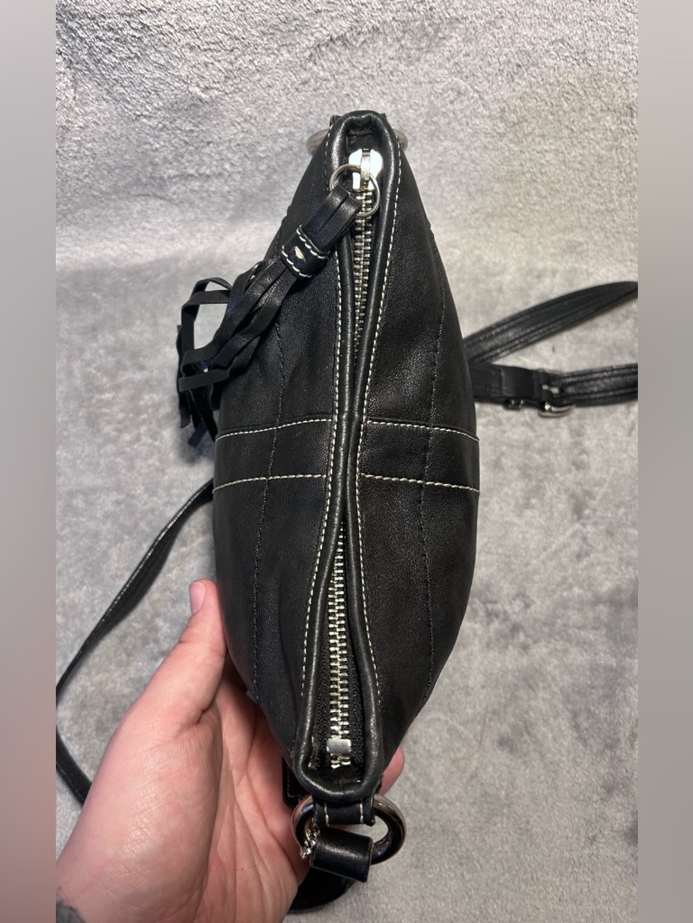 Coach Soho Black Leather Tassel Crossbody Hobo - Picture 9 of 11